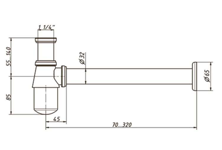 Сифон ОРИО 1 1/4 нерж/сталь хром СХ-403