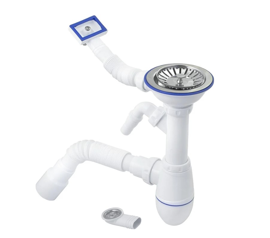 Сифон для мойки UNICORN3 1/2,40 круглый гибкий перелив В427Р