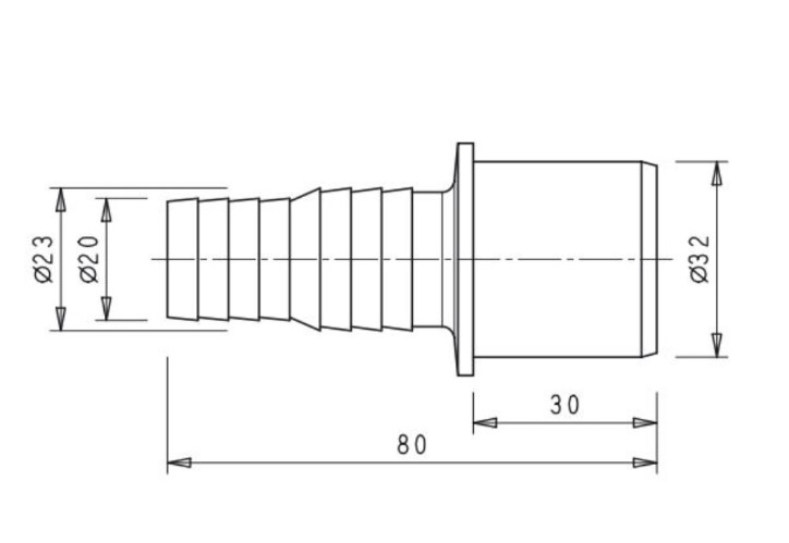 Штуцер для сливных шлангов 20х22х32 мм с хомутом Orio