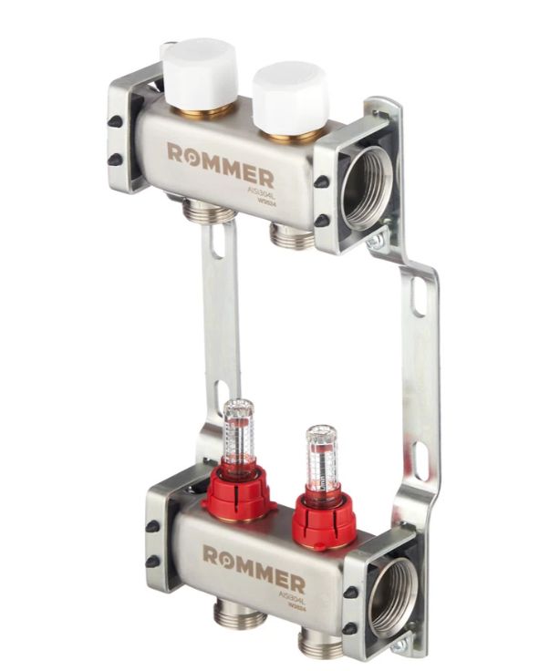 Группа коллекторов ROMMER с расходомерами 2 выхода в сборе