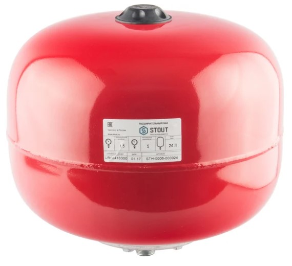 STOUT Расширительный бак на отопление 24 л. Красный