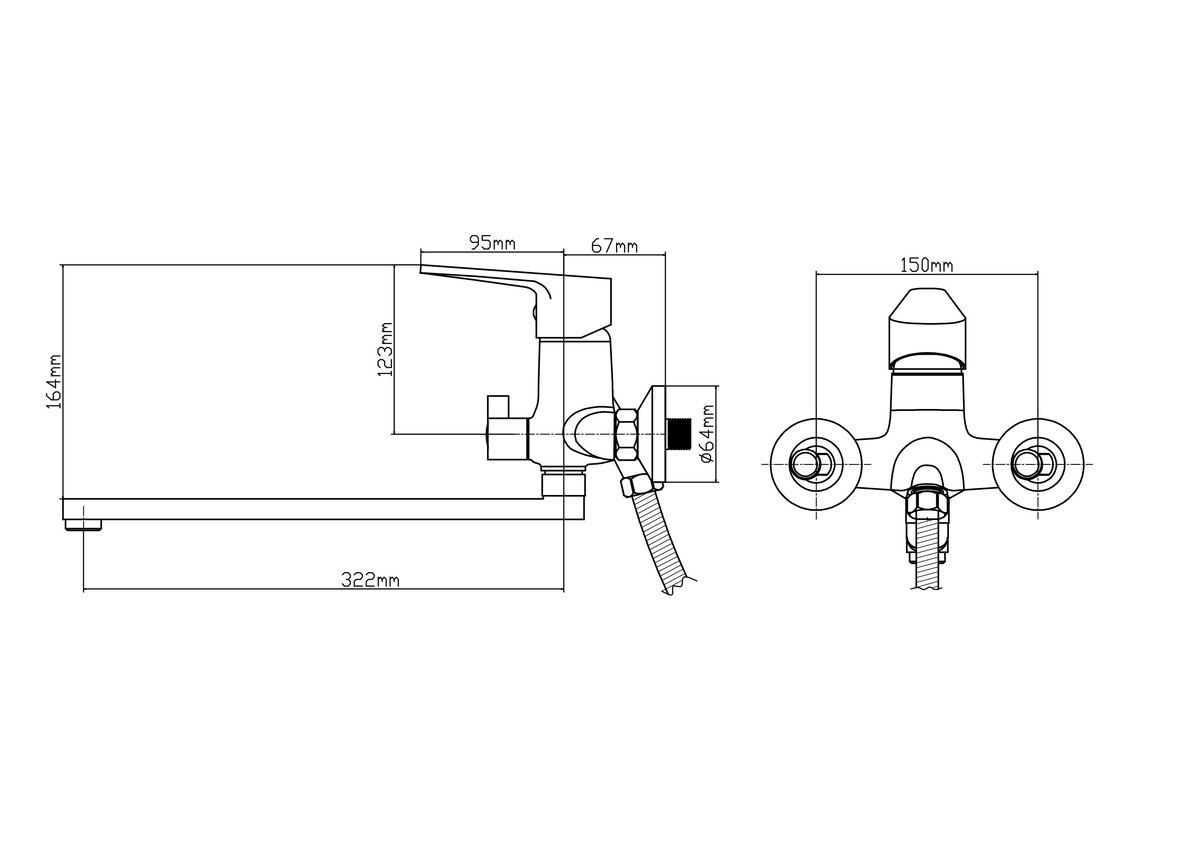 Смеситель для ванны В8282-45F