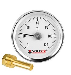Биметаллический термометр накладной с пружиной 63мм Valfex 120C