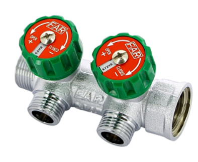 Регулирующий коллектор FAR под плоское уплотнение 2 выхода 3/4х1/2