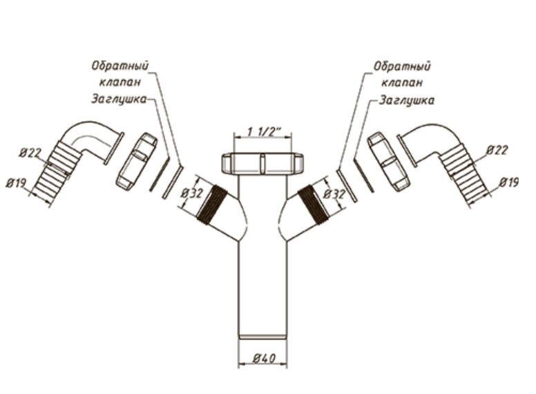 Патрубок для сифона 1 1/2х40 Orio А-4176