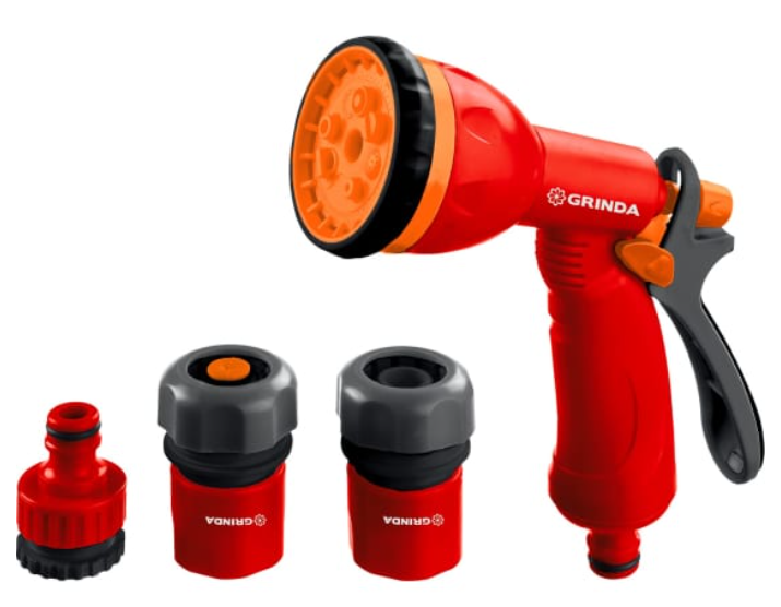 Набор поливочный GRINDA GS-34 пистолет 8 режимов 3/4 пластик 8-427384