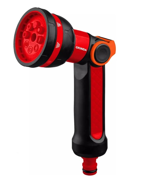 Пистолет поливочный GRINDA N-8 двухкомпонентный с регулятором напора 8-режимов 8-427188