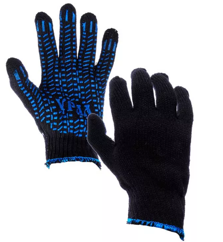 Перчатки 5 нить черные вязаные Х/Б