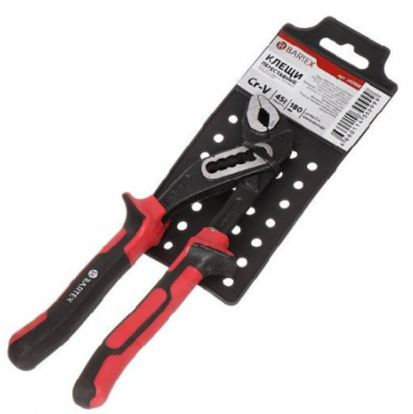 Клещи переставные полированные Бартекс 250 мм рукоятка двухкомпонентная обливная