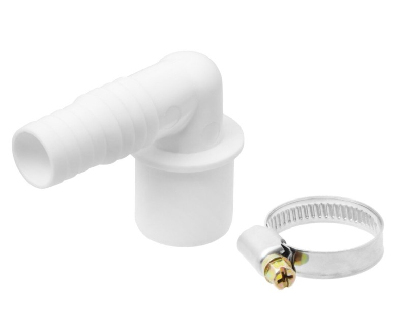 Штуцер для сливных шлангов 19х22х32 мм с хомутом МастерПроф