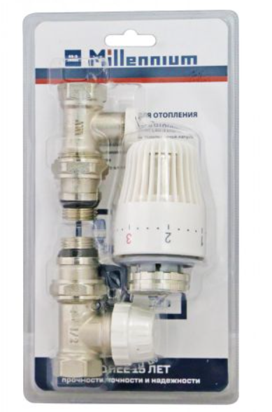 Комплект кранов 1/2 прямой с термоголовкой