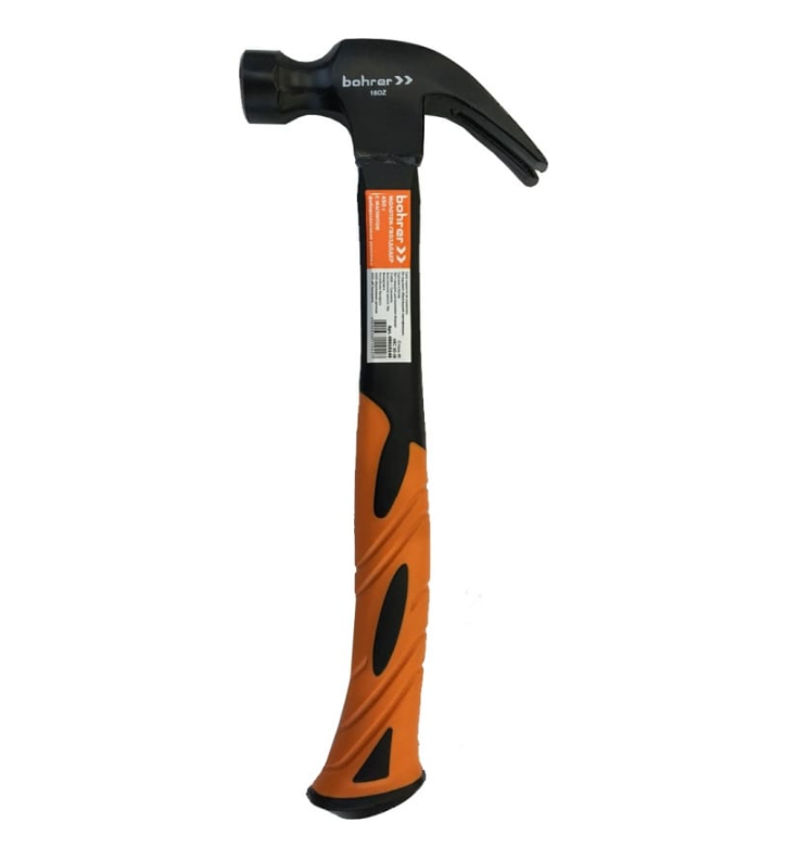 Молоток 450 гр фиберглас Bohrer (гвоздодер с магнитом)