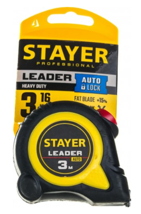 Рулетка STAYER 3 метра автостоп 16 мм