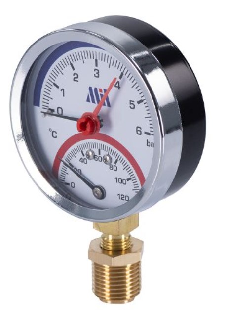 Термоманометр вертикальный 80 мм 1/2- 6бар MILLENNIUM