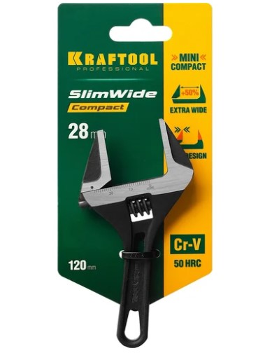 Ключ разводной SlimWide Compact 120/28 мм KRAFTOOL 27266-15