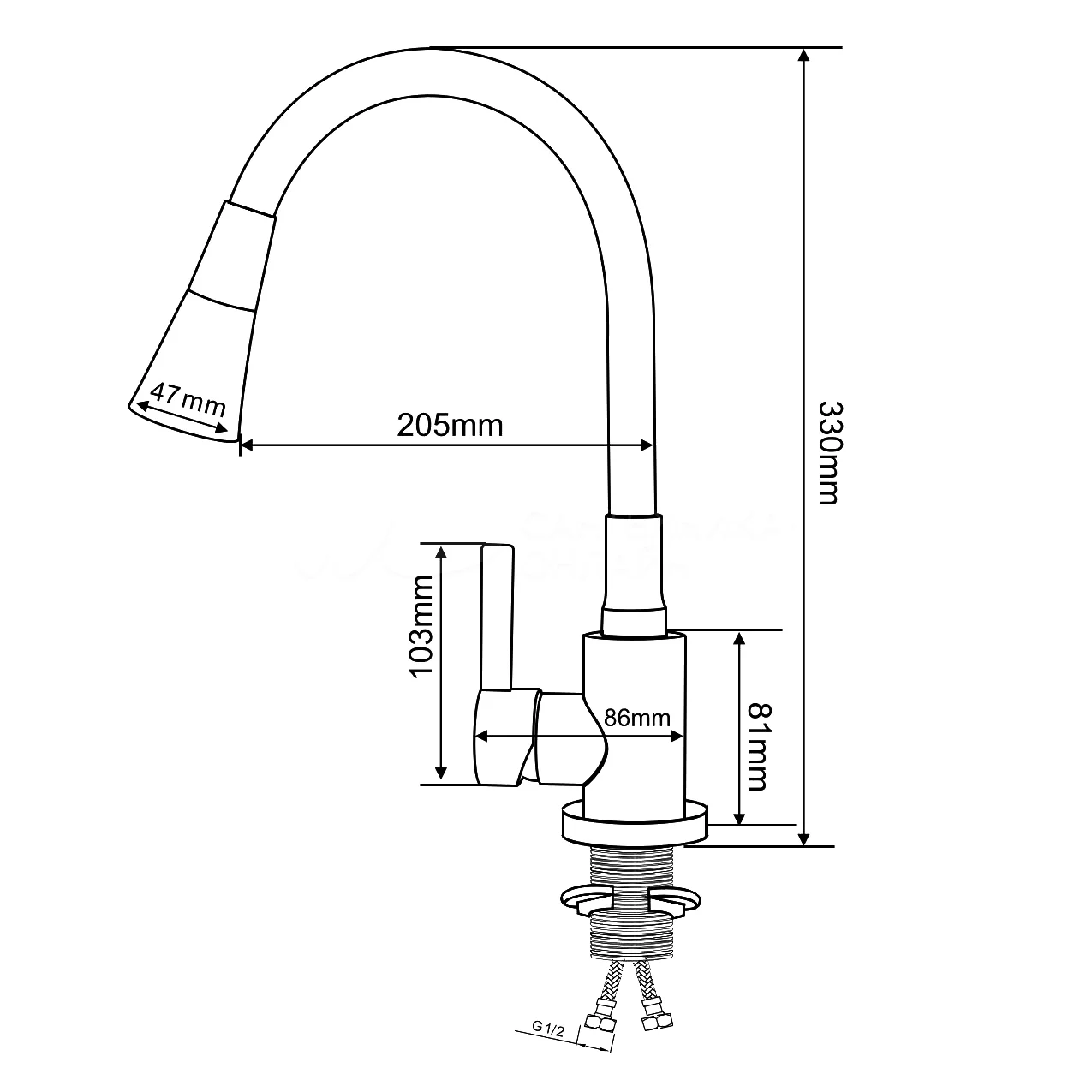 Смеситель для кухни SL123GY-016F РМС