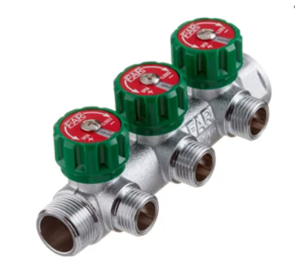 Регулирующий коллектор FAR под плоское уплотнение 3 выхода 3/4х1/2