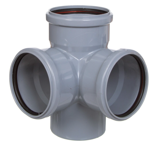 ПВХ Крестовина 110х110х110 мм 90 2-плоская РТП 36539