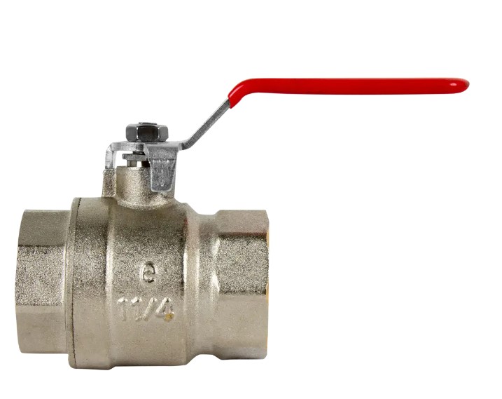 Кран 1 1/4 " внутренняя-внутренняя резьба длинная ручка никелированная латунь