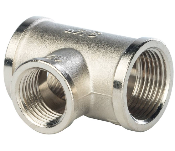 Тройник проходной 3/4х1/2х3/4 вн/вн латунь Stout