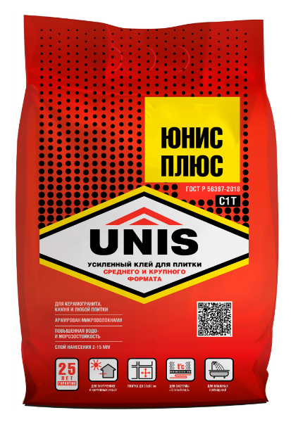 Клей плиточный Юнис плюс 5 кг красный