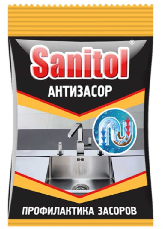 Средство от засоров Санитол порошок 90 г сухое