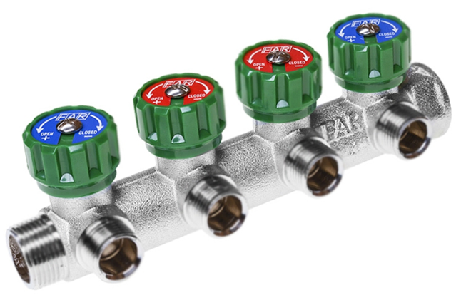 Регулирующий коллектор FAR под плоское уплотнение 4 выхода 1х3/4