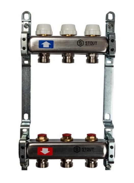 Группа коллекторов Stout без расходомеров 3 выхода в сборе