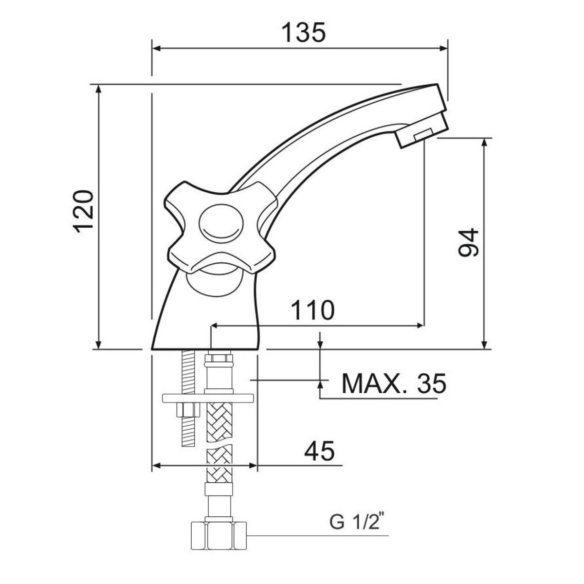 Смеситель для умывальника РМС SL 115-161 Д35