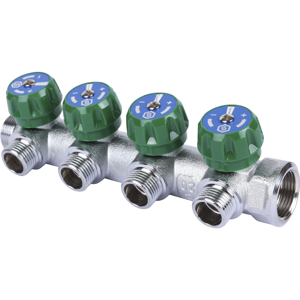 Коллектор регулирующий 1х3/4 2 выхода плоское уплотнение Stout