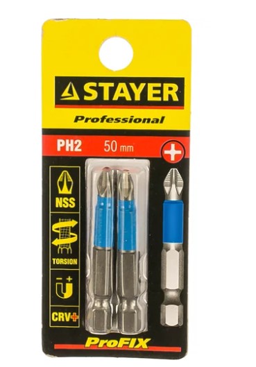 Набор бит STAYER ProFix Ph2 50 мм 2 шт