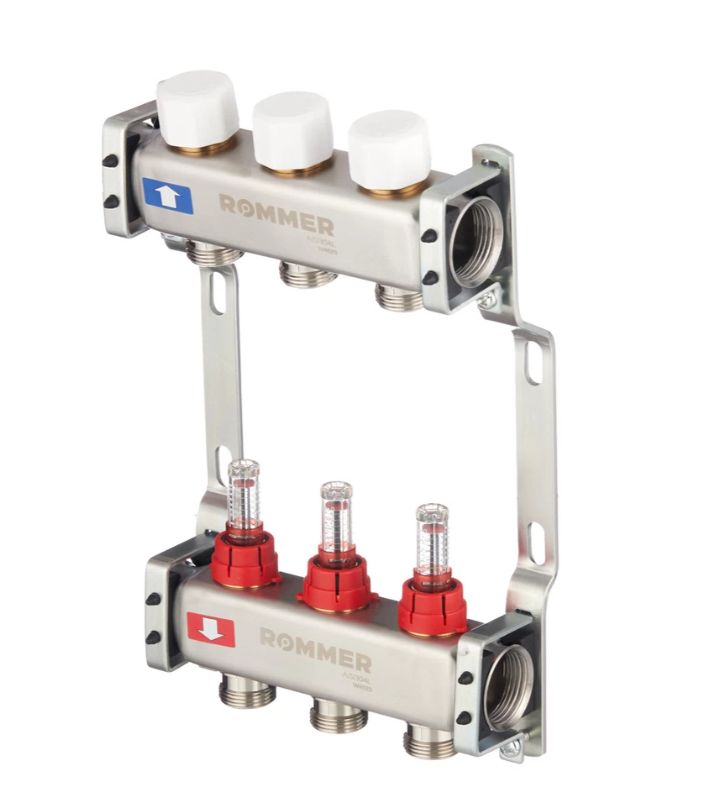 Группа коллекторов ROMMER с расходомерами 3 выхода в сборе