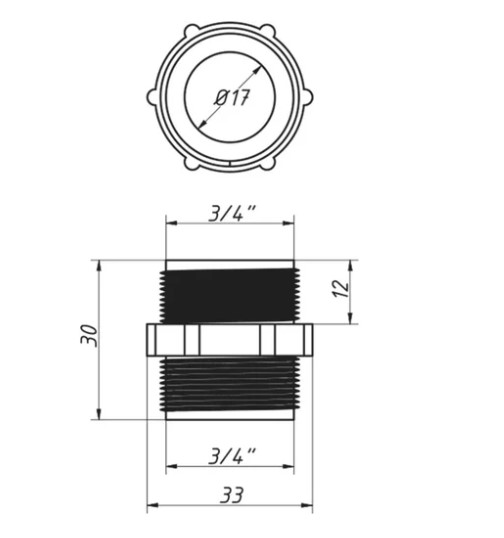 Штуцер для соединения сливных шлангов 3/4 заливные