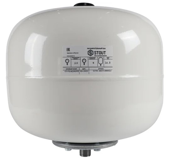 Расширительный бак STOUT на отопление 24 литра ГВС цвет Белый