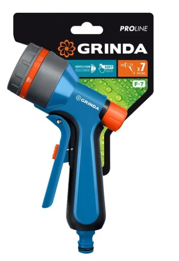 Пистолет поливочный GRINDA F-7 регулируемый напор 7 режимов 429120