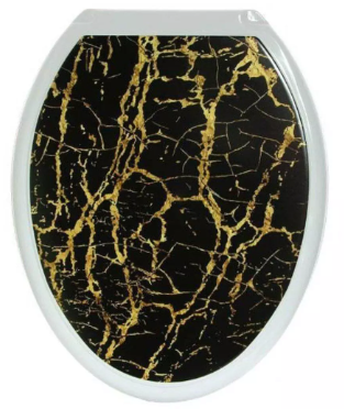 Сиденье для унитаза пластик Чёрный мрамор РП-813