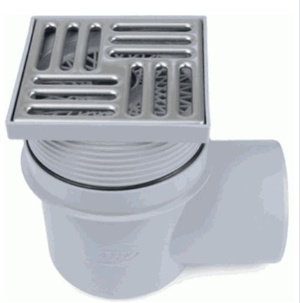 Трап горизонтальный д110 реш/нерж 150х150 с сухим гидрозатвором