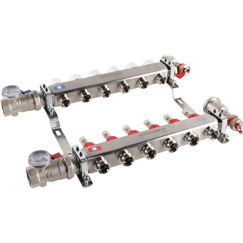 Группа коллекторов ROMMER с расходомерами 6 выхода в сборе