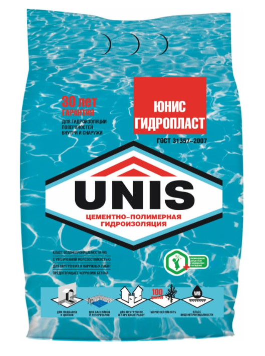 Гидроизоляция Юнис гидропласт 5 кг обмазочная