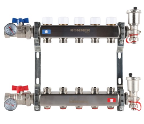 Группа коллекторов ROMMER без расходомеров 5 выхода в сборе