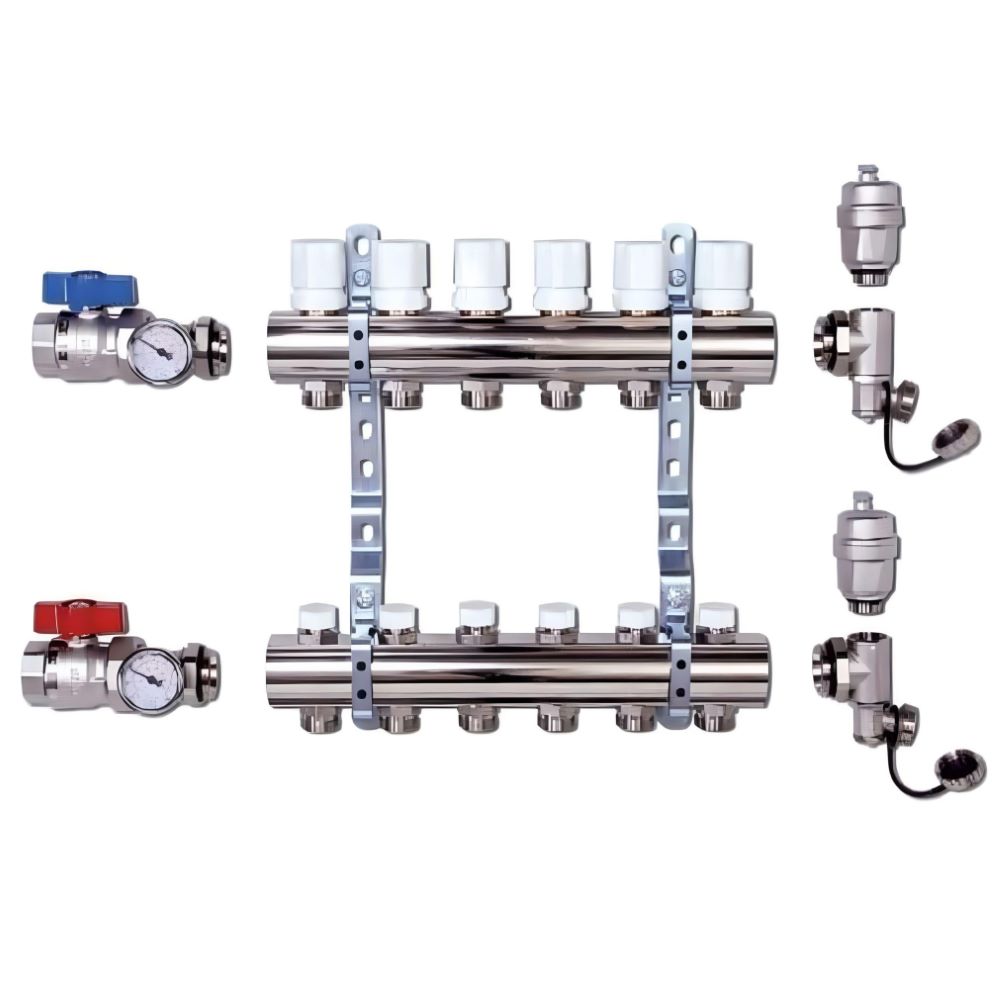 Коллекторная группа 7-выходами (кранами и расходомерами)