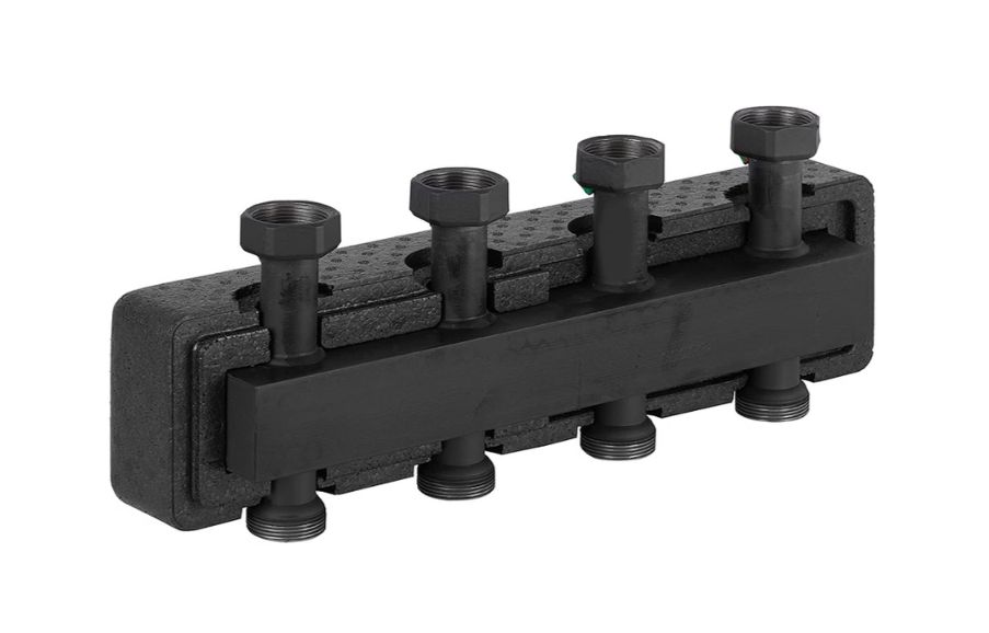 Коллектор распределительный стальной 2(3) отопительных контура в теплоизоляций DN25 STOUT