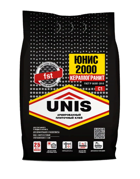Клей плиточный Юнис 2000 5 кг Черный