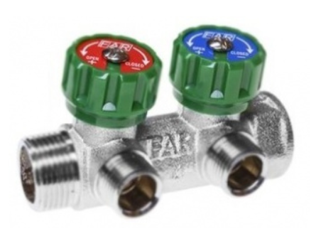 Регулирующий коллектор FAR под евроконус 2 выхода 3/4х1/2