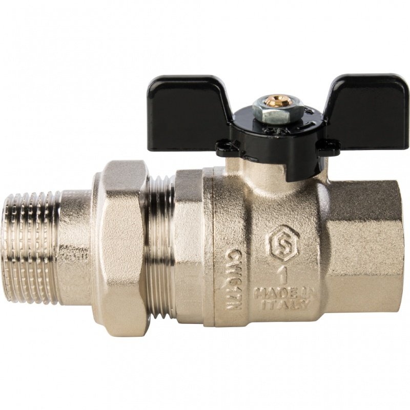 Кран 1 внут/нар STOUT с американкой бабочка латунь